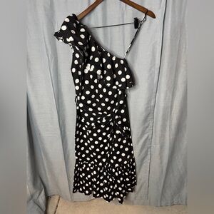 Elegant One-Shoulder Polka Dot Dress